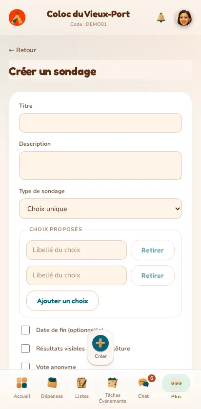 Screenshot of the MeeTiPi app: How do I create a poll?