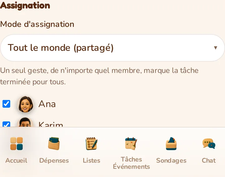 Capture d'écran de l'application MeeTiPi : Tout le monde (partagé)