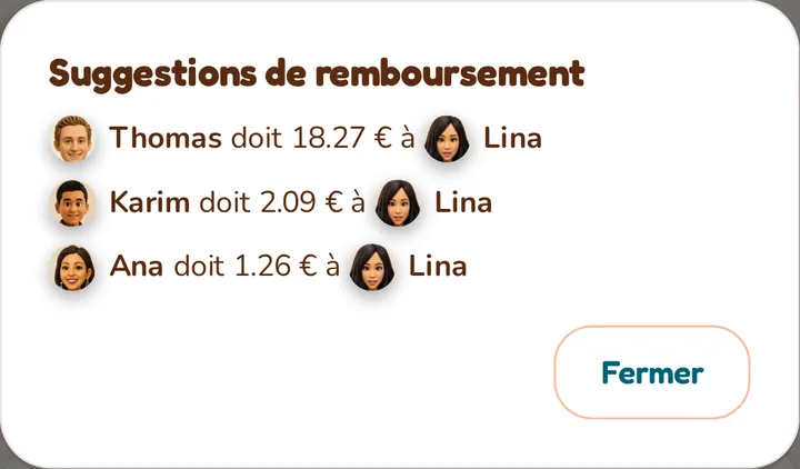 Screenshot of the MeeTiPi app: How do I settle up?